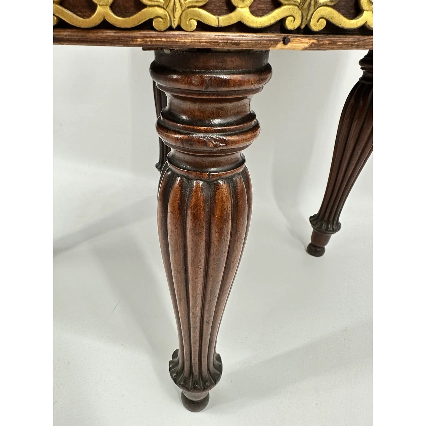 Early 19th Century French Empire Mahogany Revolving Stool With Brass Mounts Pink Velvet
