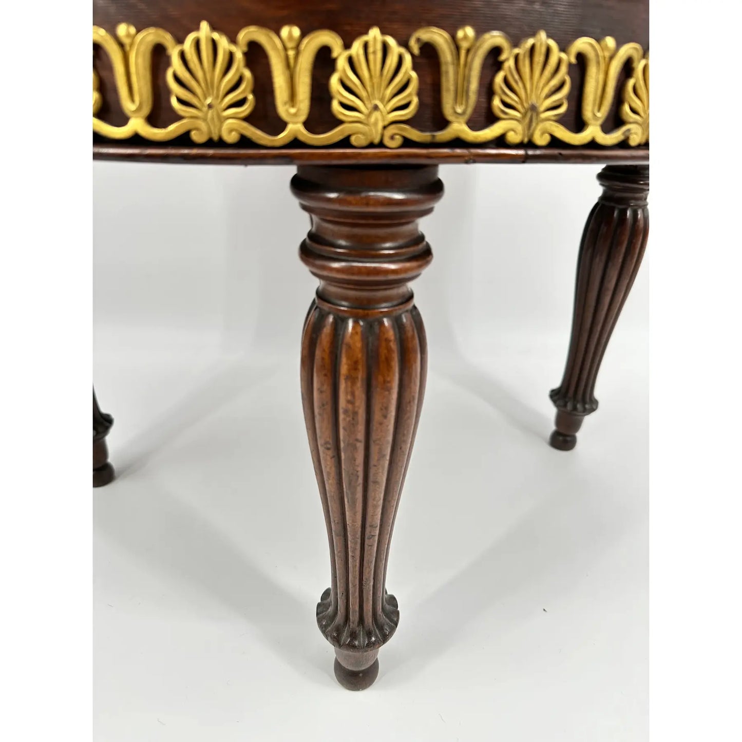 Early 19th Century French Empire Mahogany Revolving Stool With Brass Mounts Pink Velvet