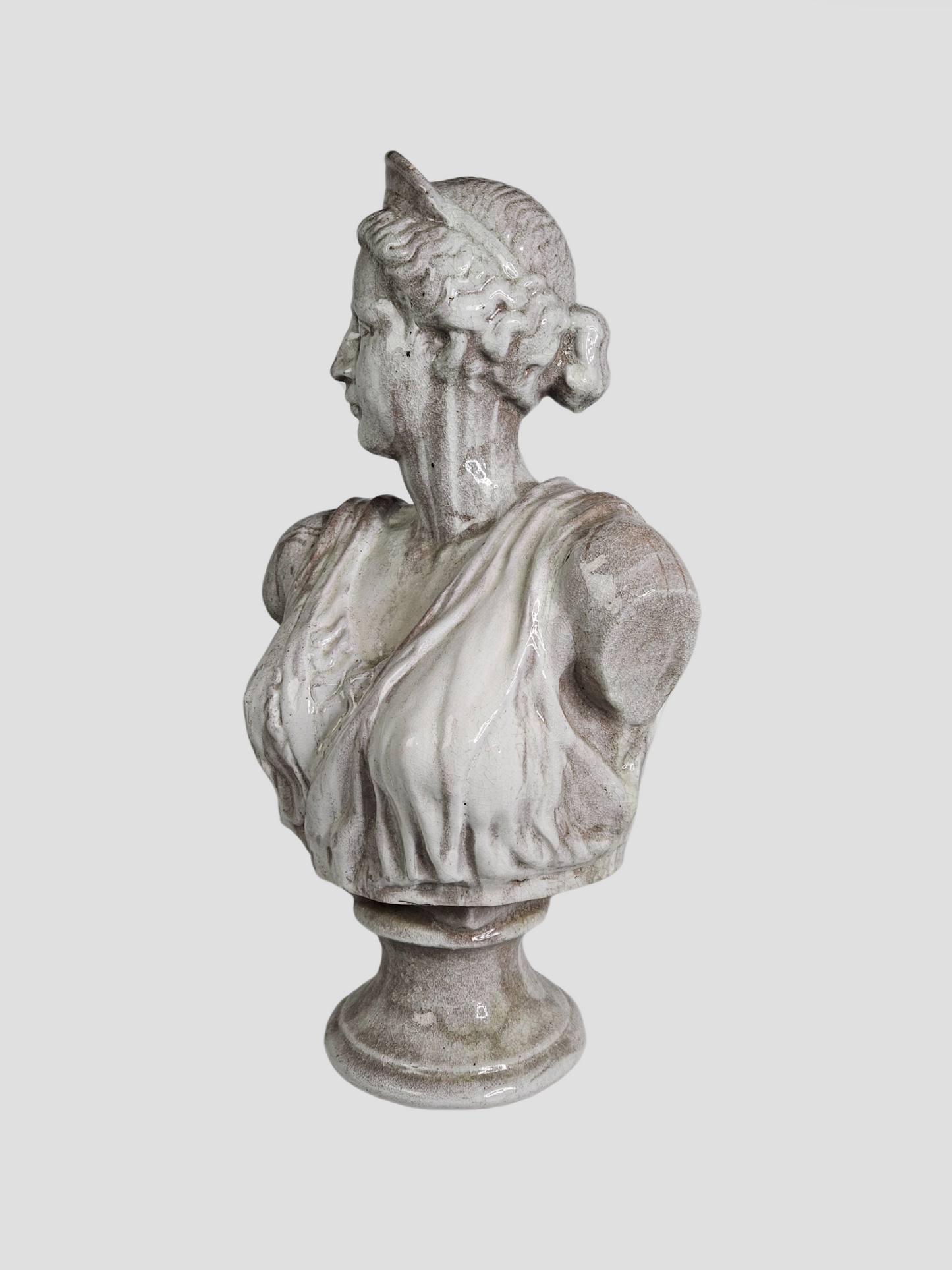 19th C. Glazed Terracotta Bust of Diana