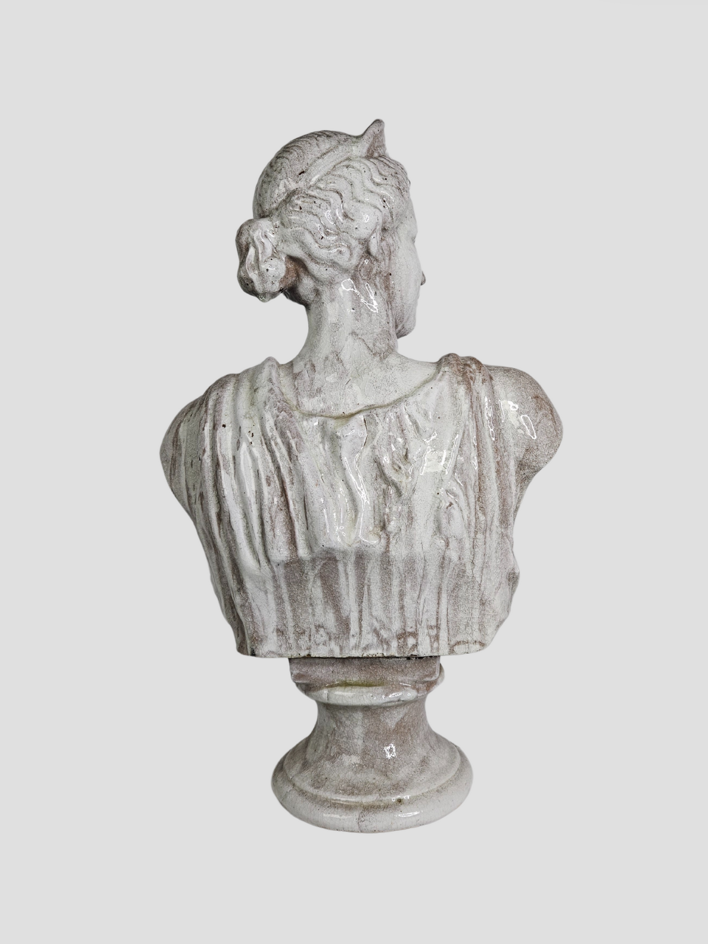 19th C. Glazed Terracotta Bust of Diana