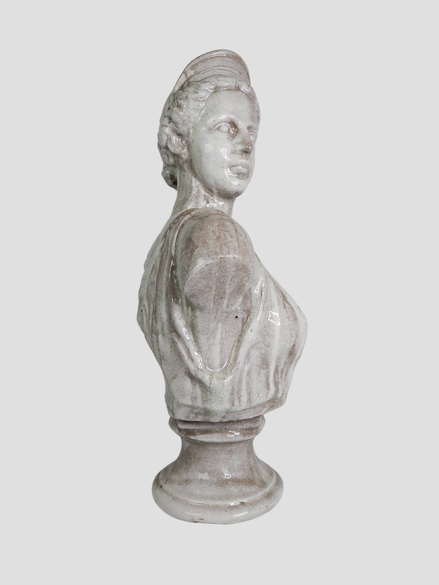 19th C. Glazed Terracotta Bust of Diana