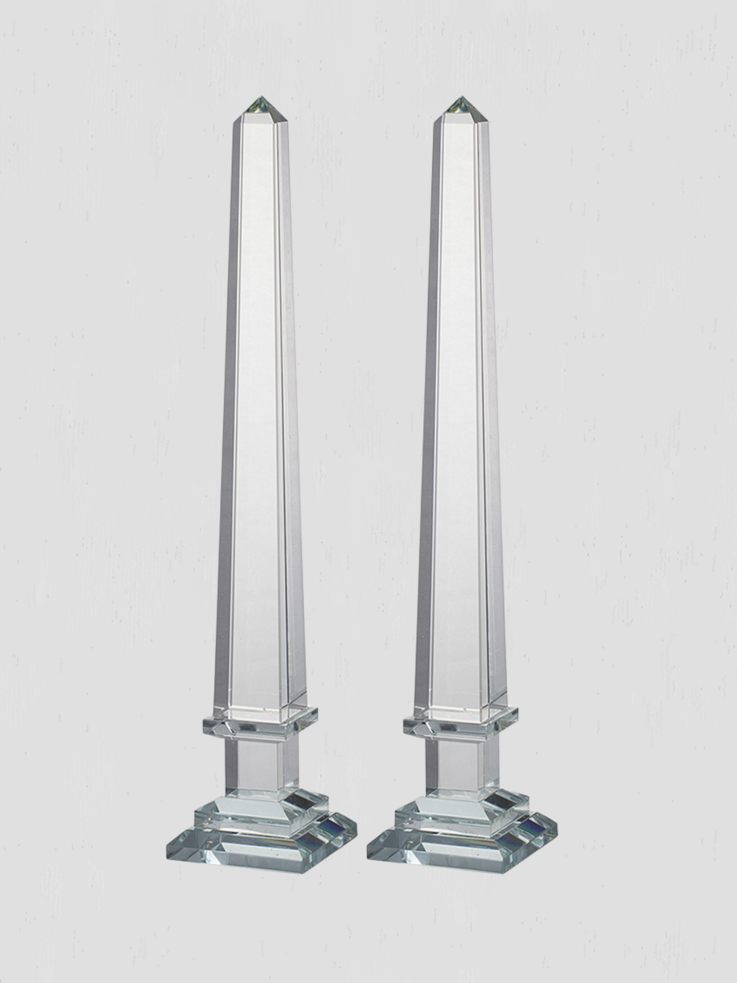 Clear Glass Obelisk Pair