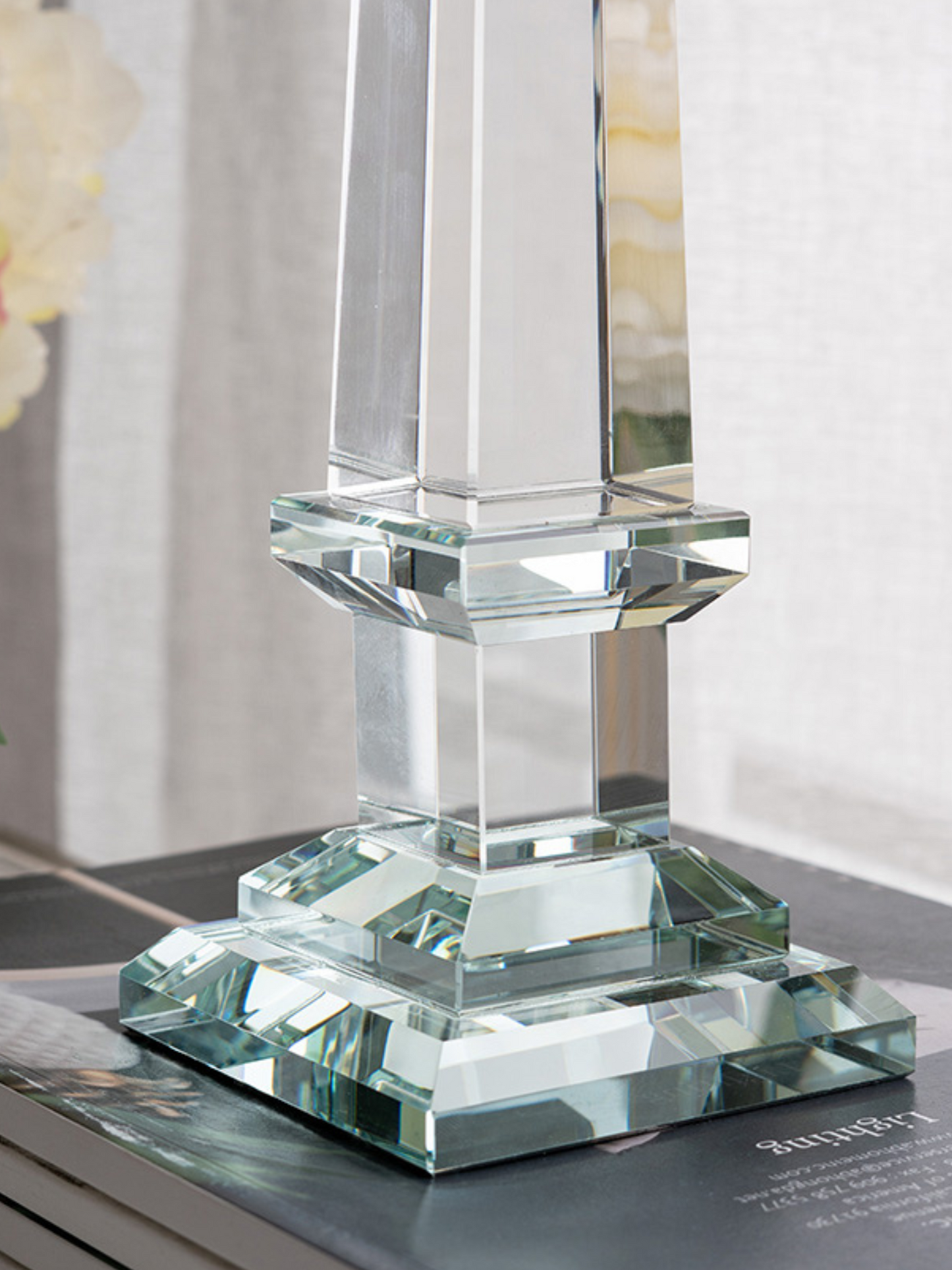 Clear Glass Obelisk Pair