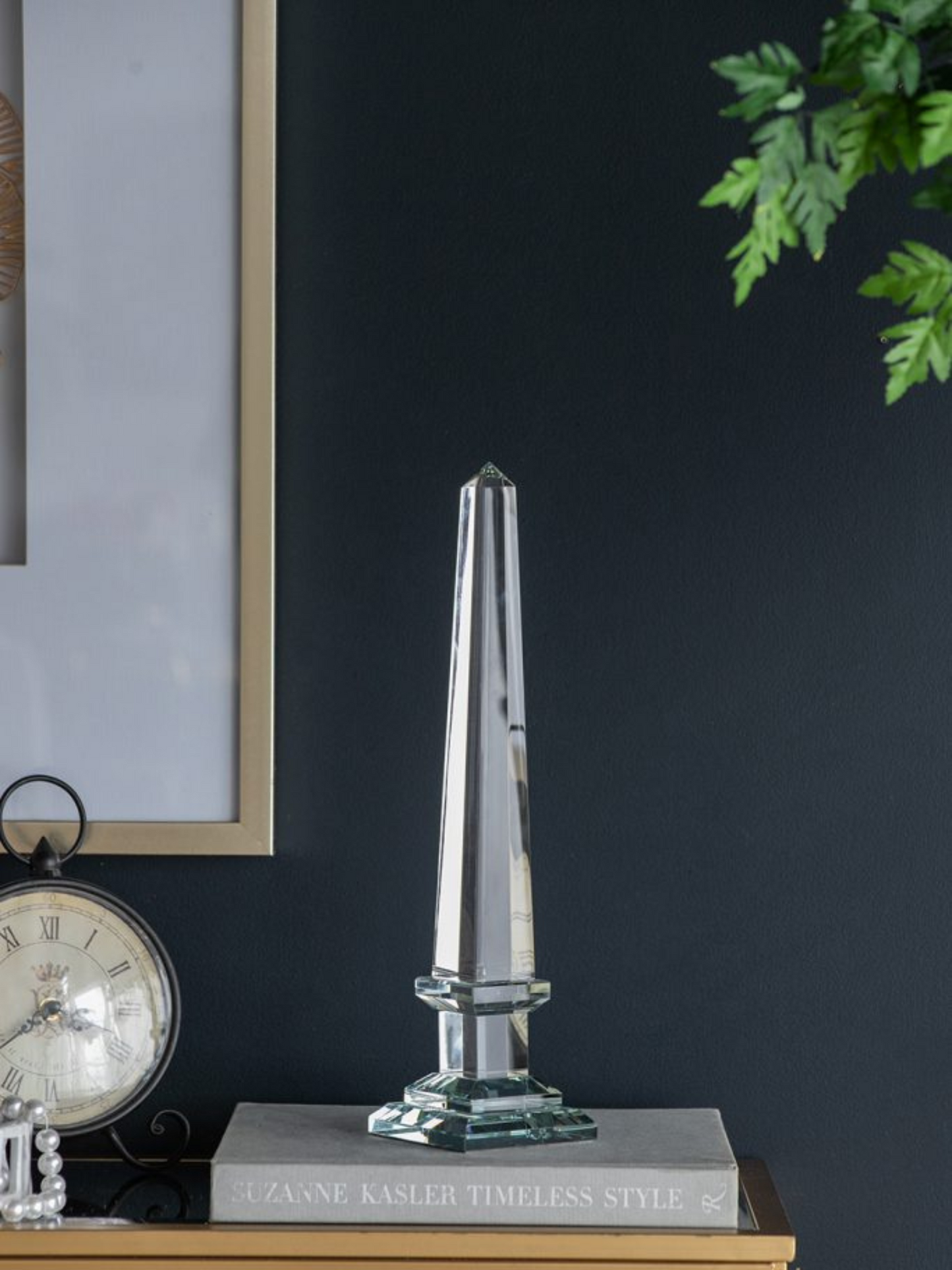 Clear Glass Obelisk Pair