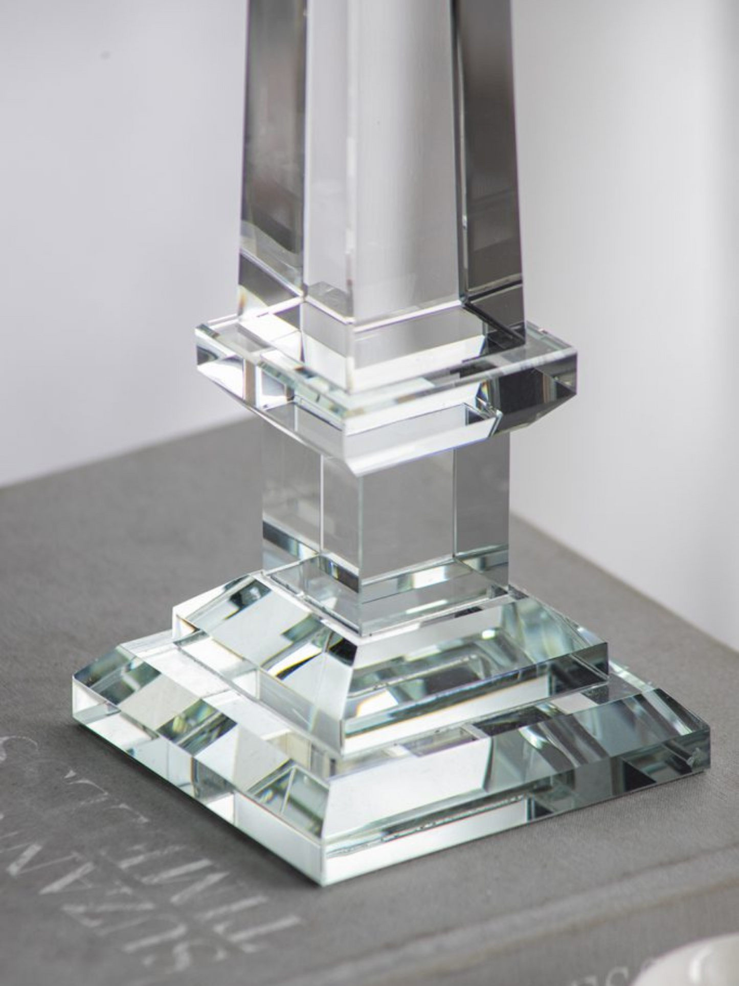 Clear Glass Obelisk Pair