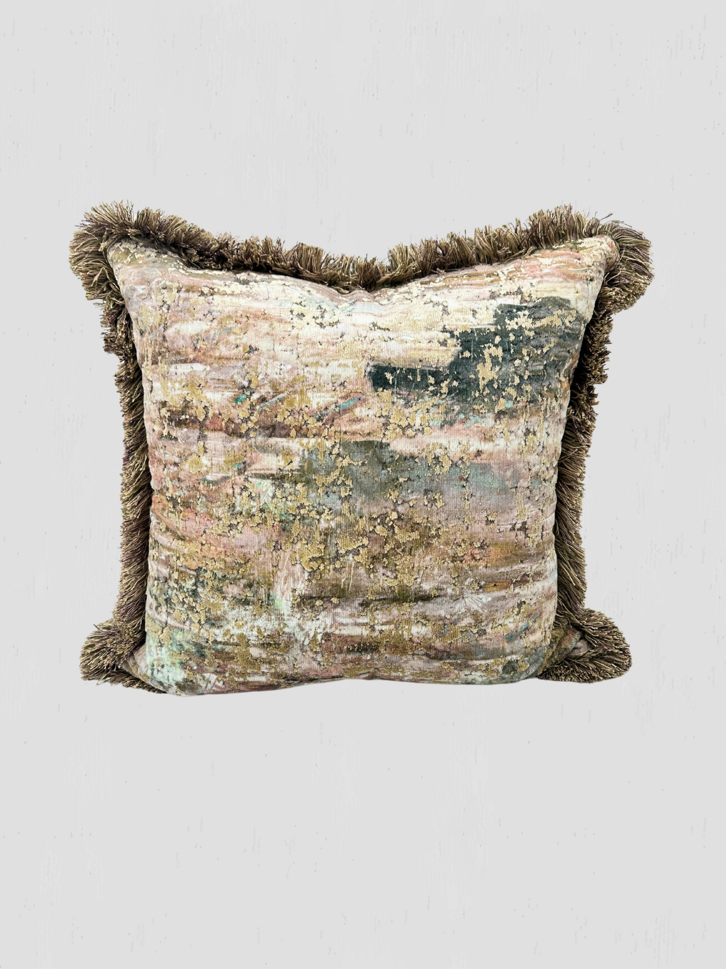 Jane Churchill Velvet Brush Fringe Pillow Pair