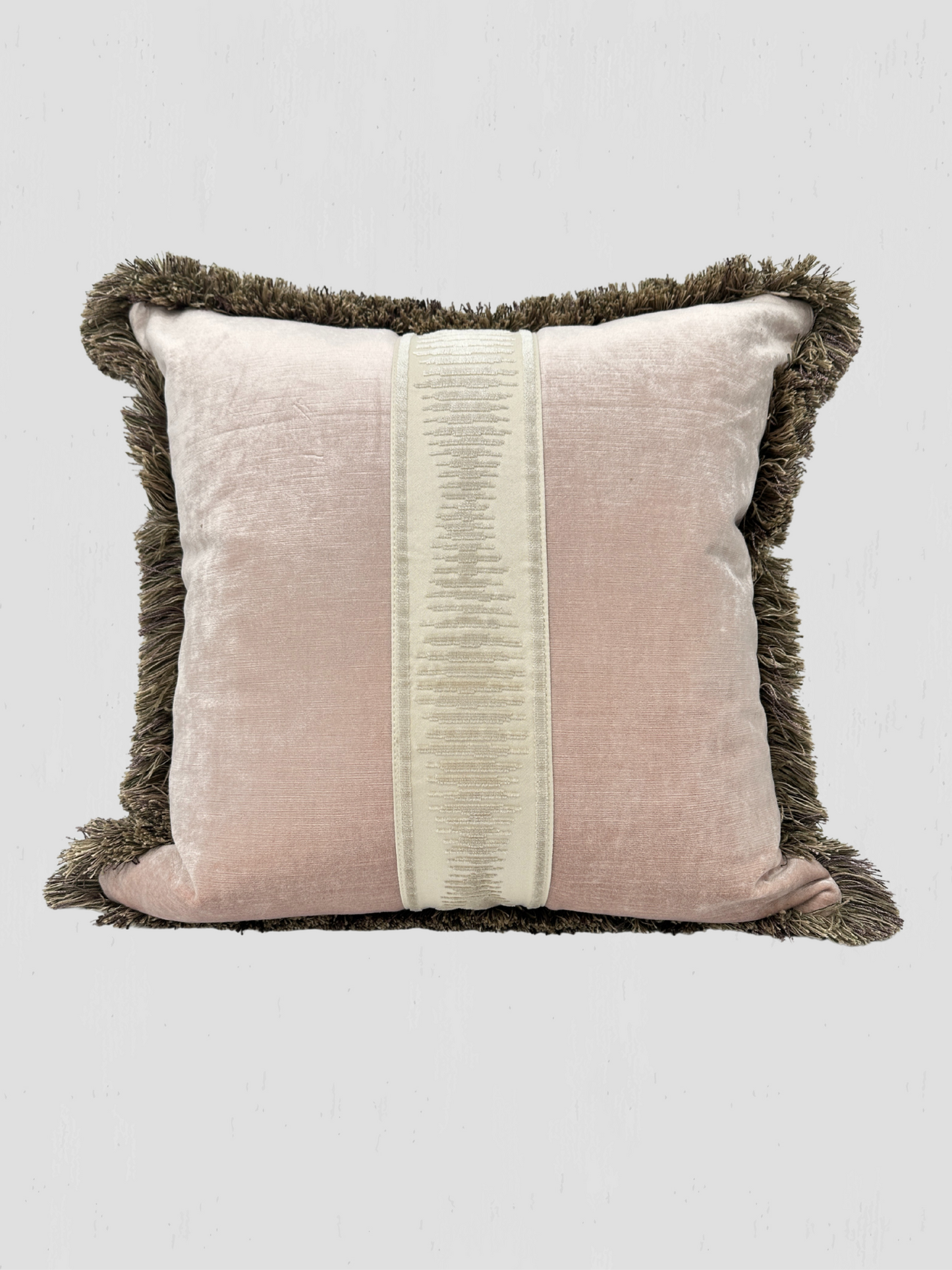 Jane Churchill Velvet Brush Fringe Pillow Pair