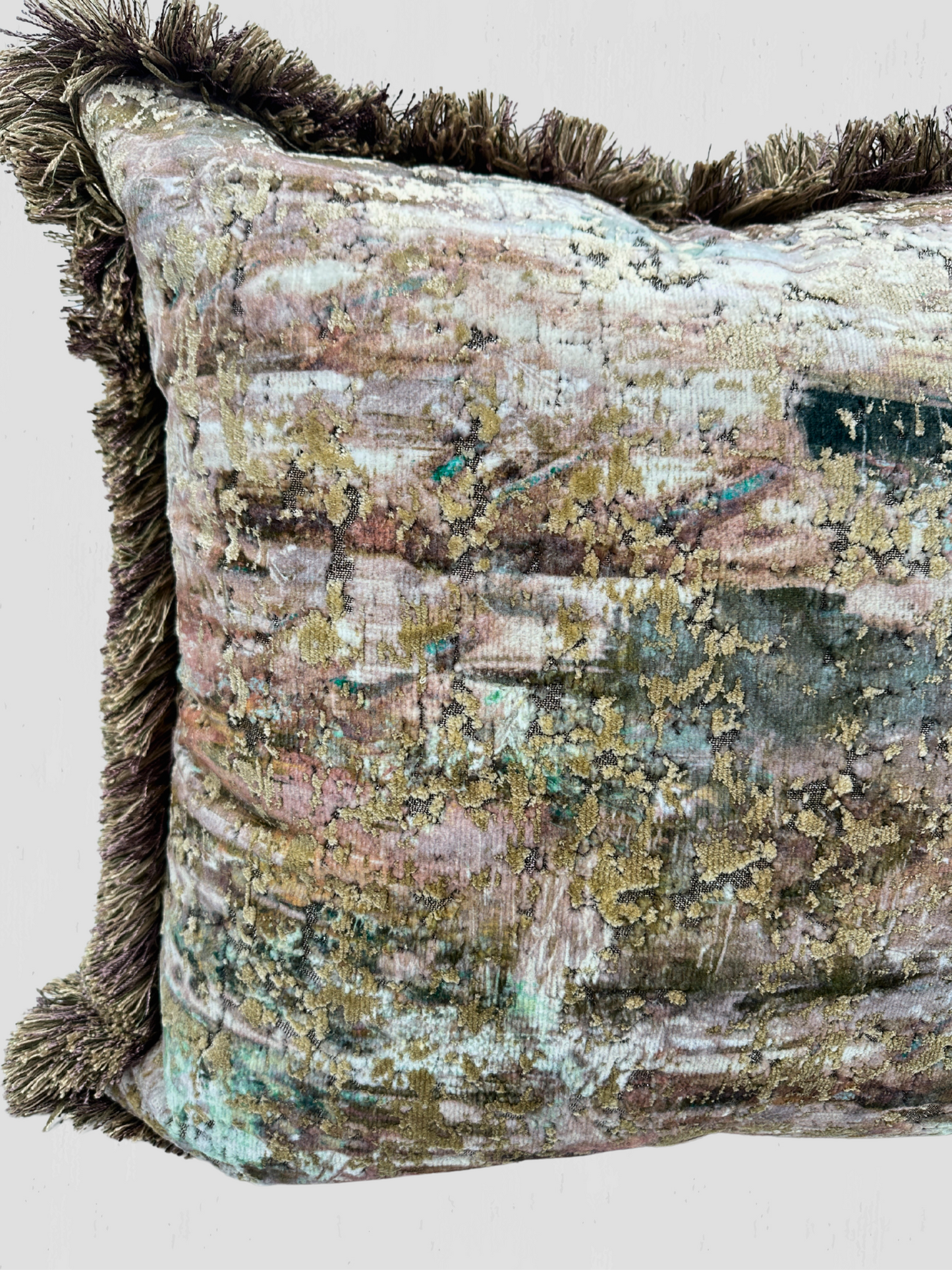 Jane Churchill Velvet Brush Fringe Pillow Pair