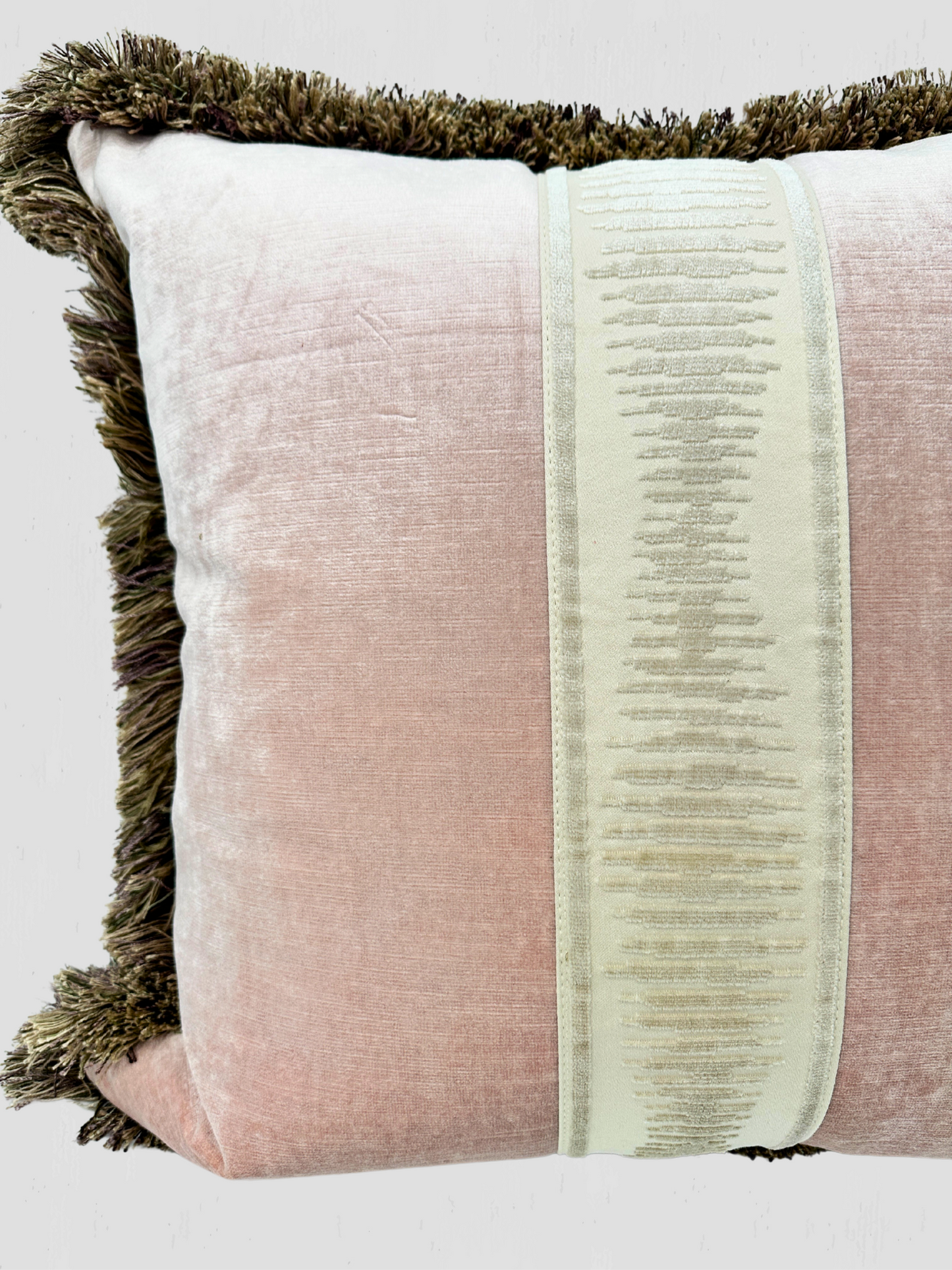 Jane Churchill Velvet Brush Fringe Pillow Pair