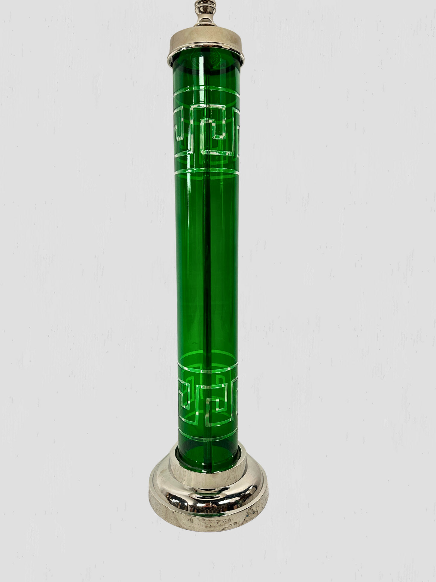Green Glass Etched Table Lamp