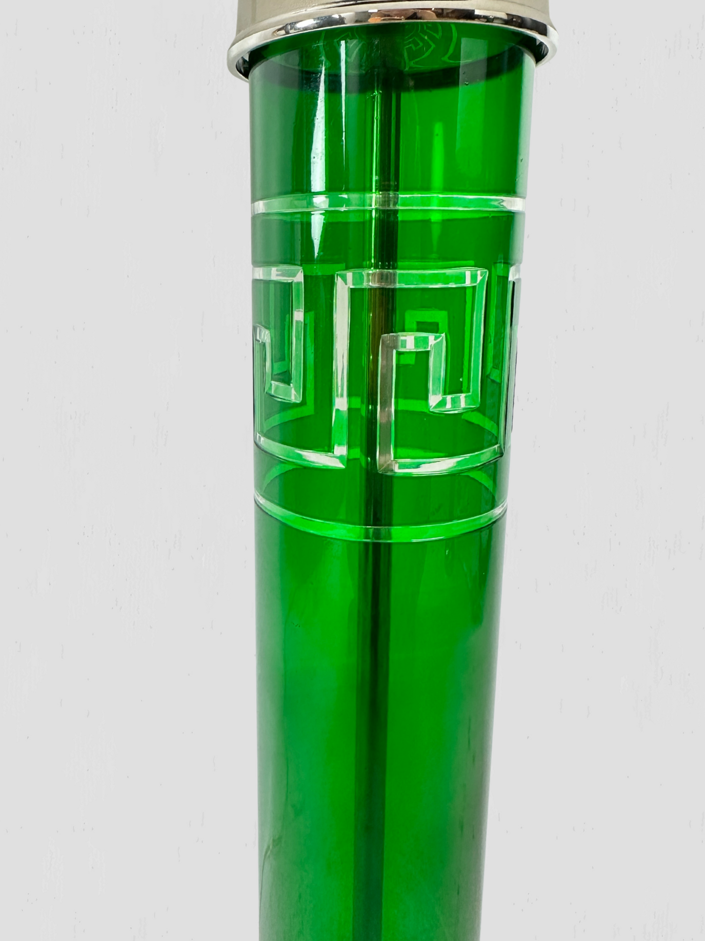 Green Glass Etched Table Lamp