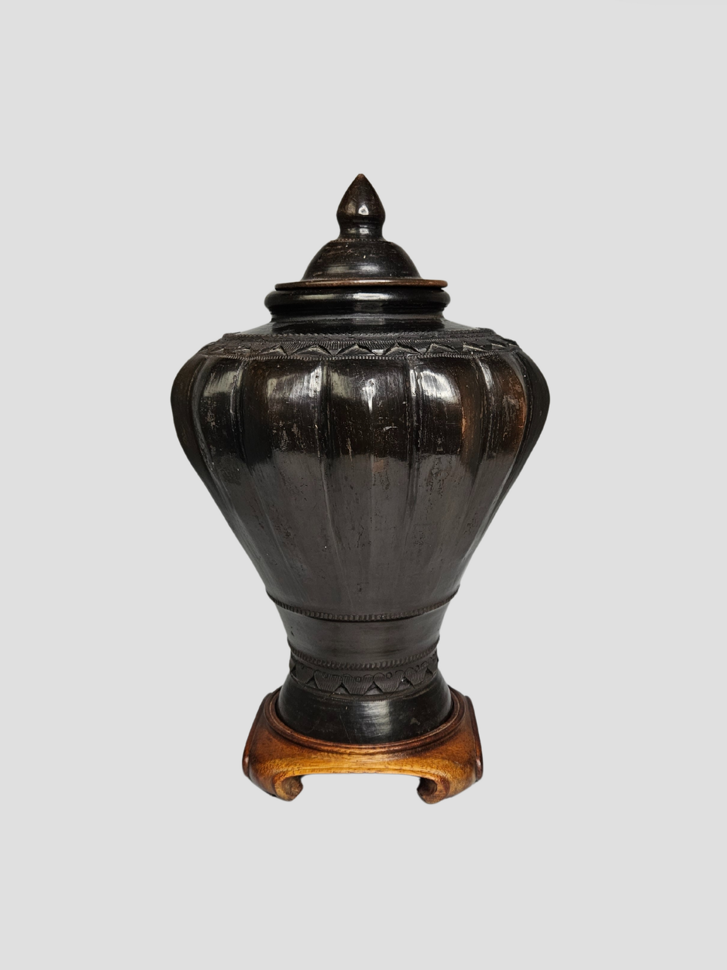 Cambodian Khmer Urns With Lids - Pair