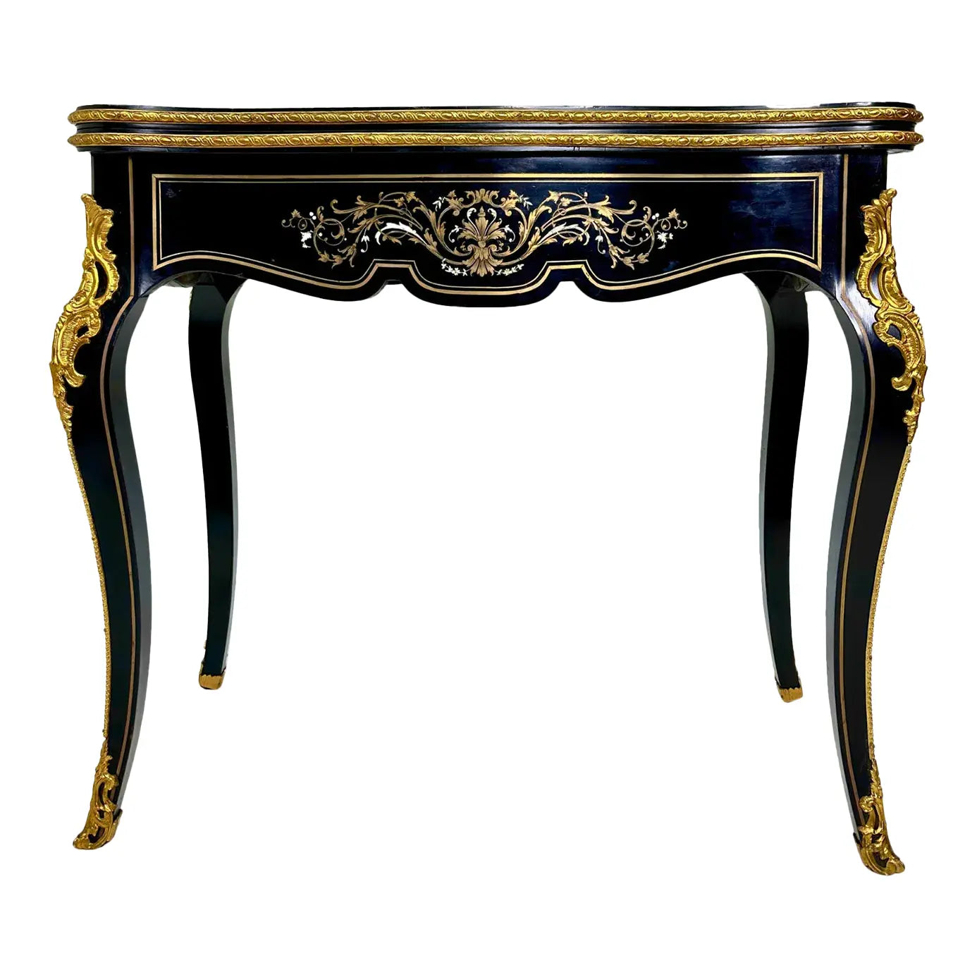 Late 19th Century Napoleon III Black Lacquer Flip Top Game Table