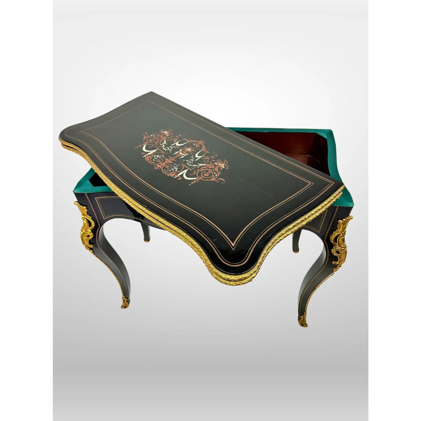 Late 19th Century Napoleon III Black Lacquer Flip Top Game Table