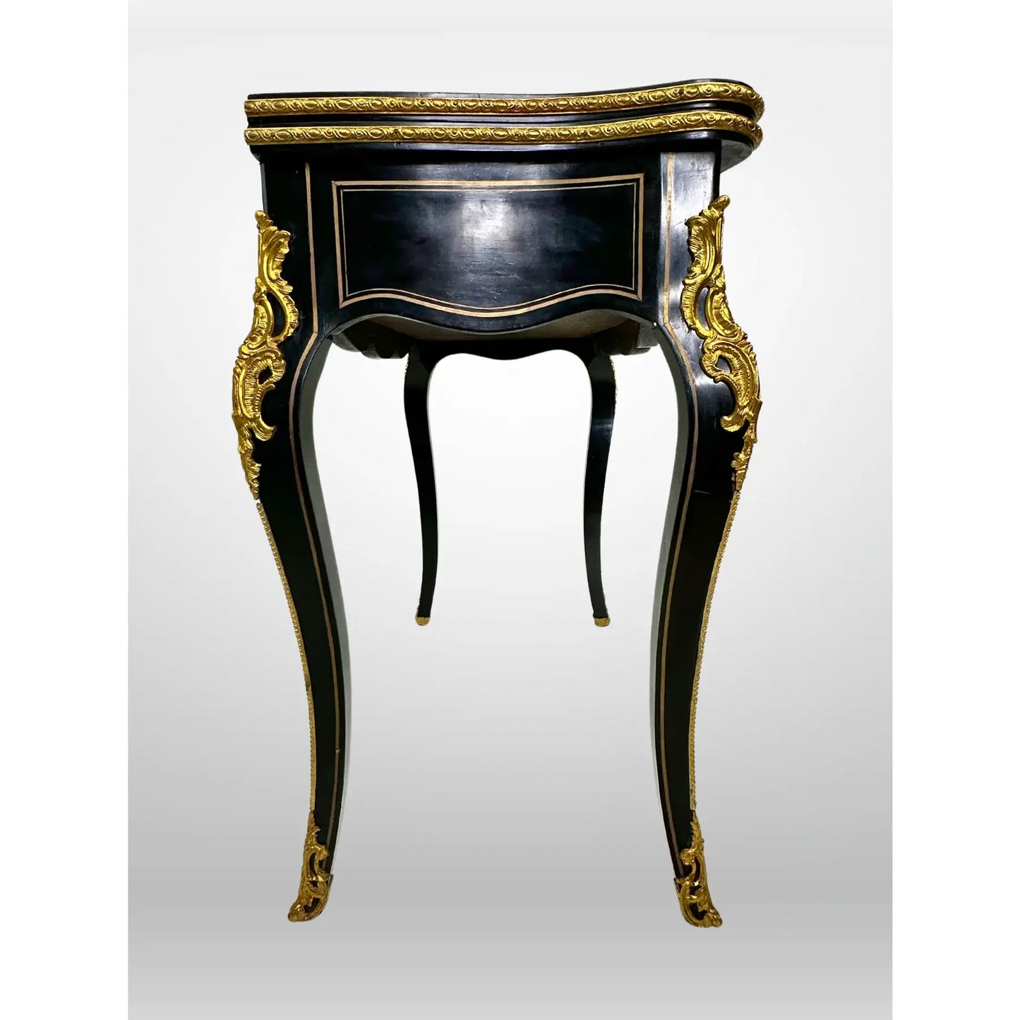 Late 19th Century Napoleon III Black Lacquer Flip Top Game Table