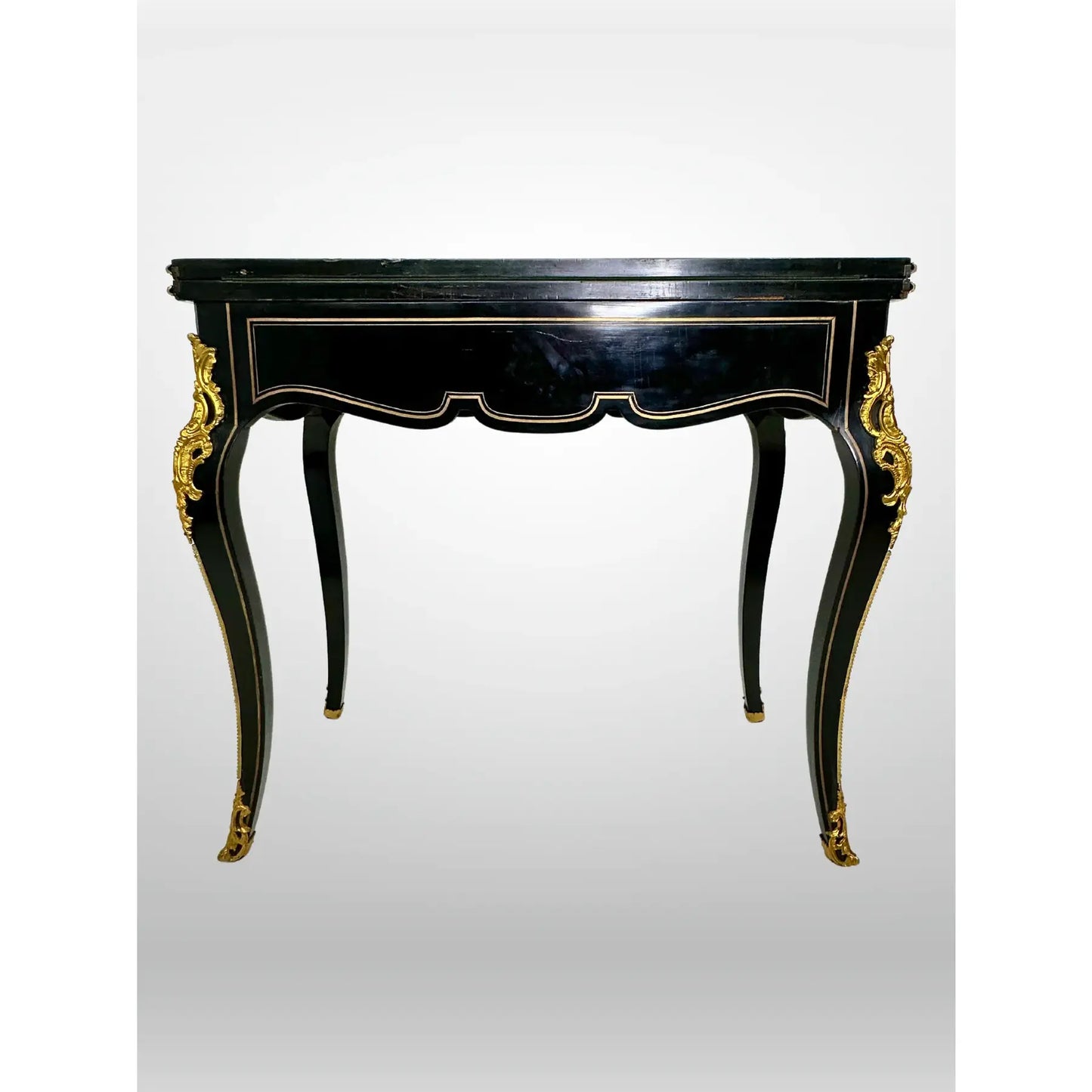 Late 19th Century Napoleon III Black Lacquer Flip Top Game Table