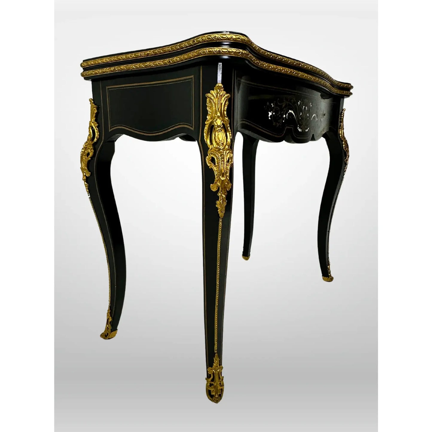 Late 19th Century Napoleon III Black Lacquer Flip Top Game Table