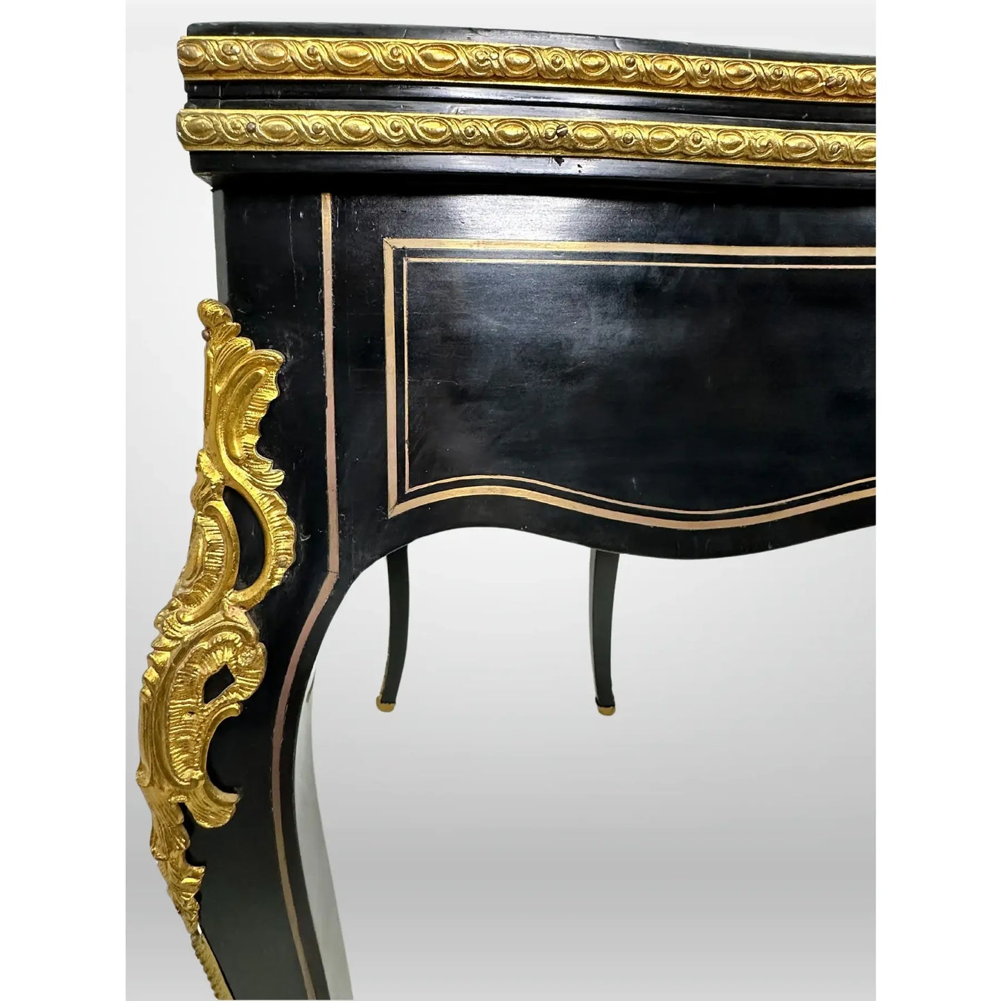 Late 19th Century Napoleon III Black Lacquer Flip Top Game Table