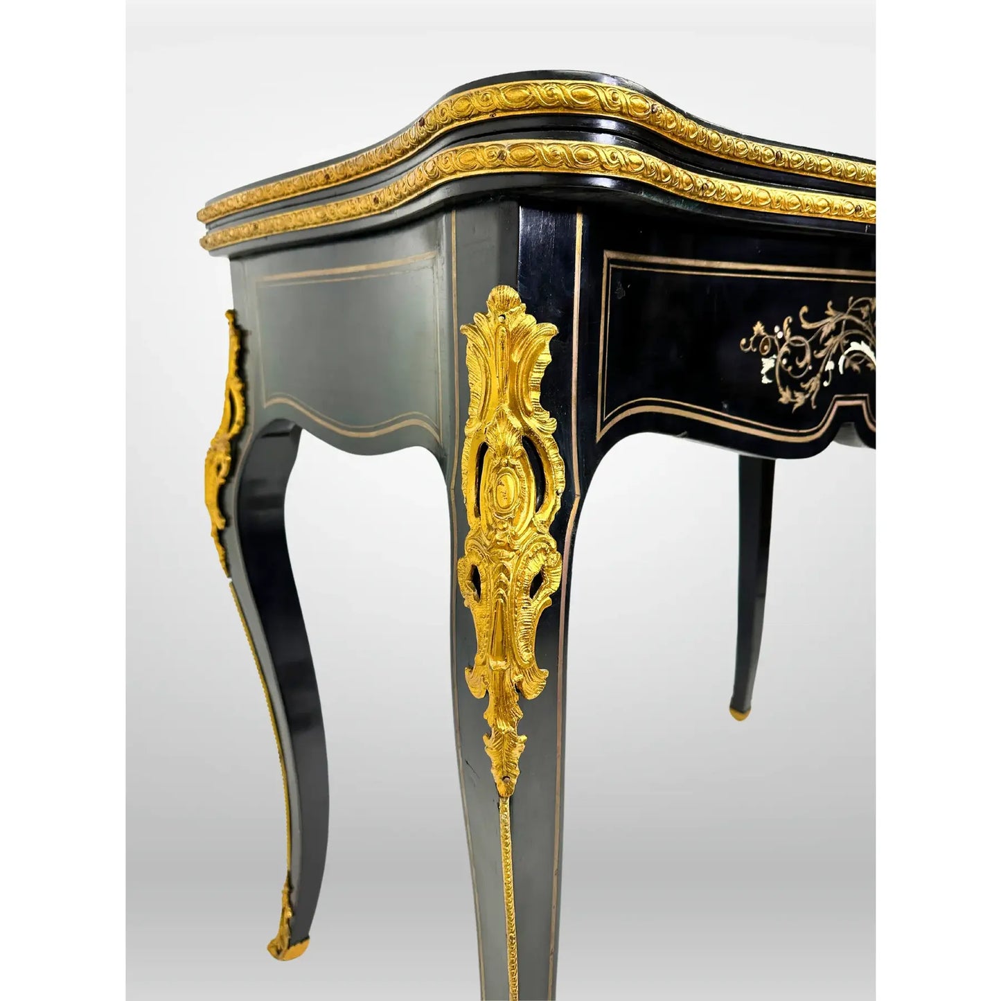 Late 19th Century Napoleon III Black Lacquer Flip Top Game Table