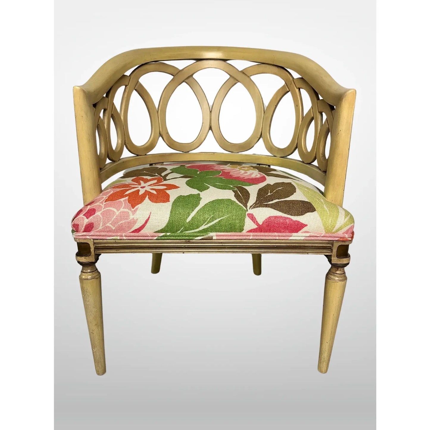 Neoclassical Style Pair of Loop Barrel Back Chairs Nina Campbell