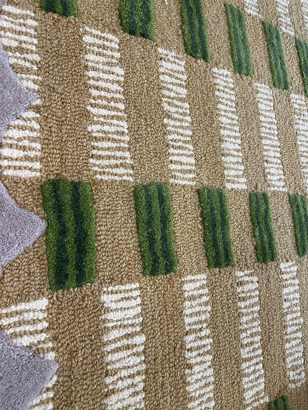 Scalloped Wool Carpet - Green and Lavender