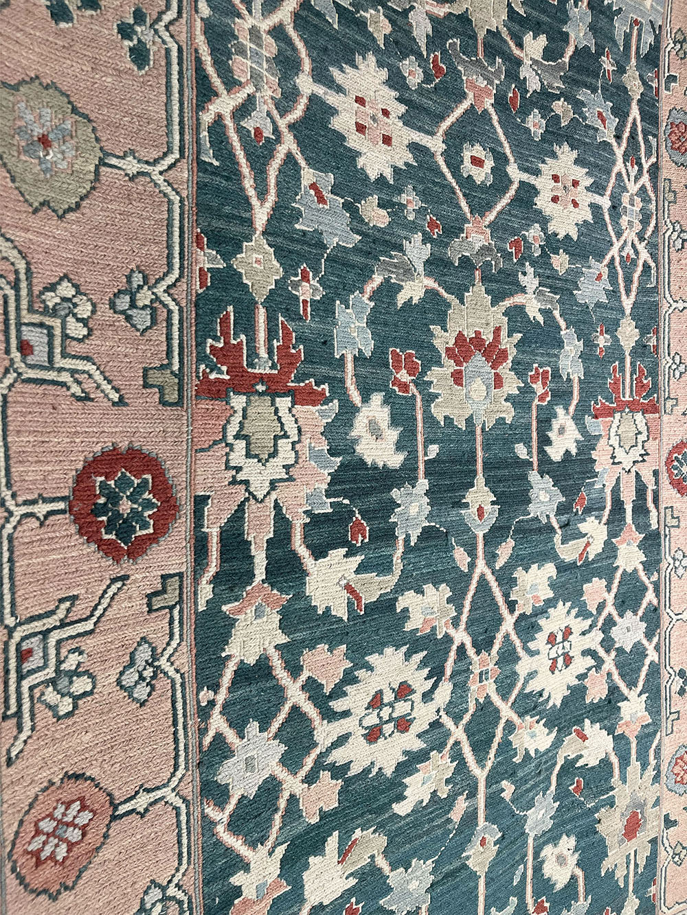 Turkish Carpet - Teal and Peach