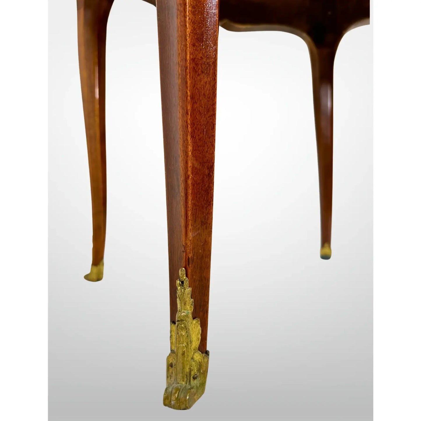 Vintage Fruitwood Louis XV Style Marble Top Coffee Table Ormolu Mounts