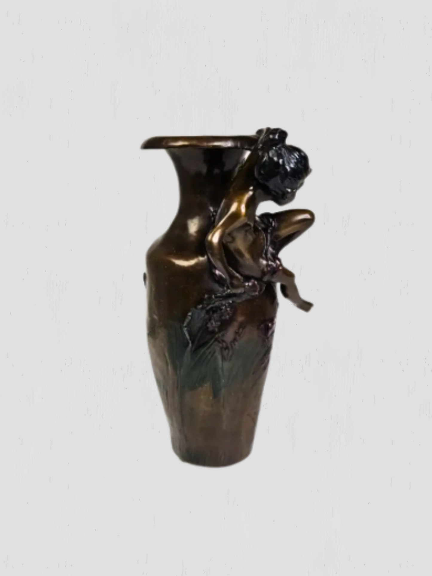 1890 Auguste Moreau Art Nouveau Bronze Vase With Cherub