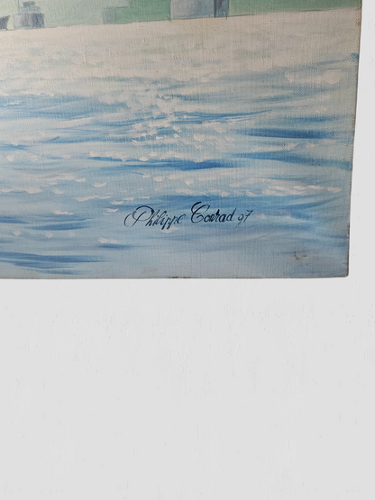 Philippe Conrad Nautical Boat on Water Painting on Canvas