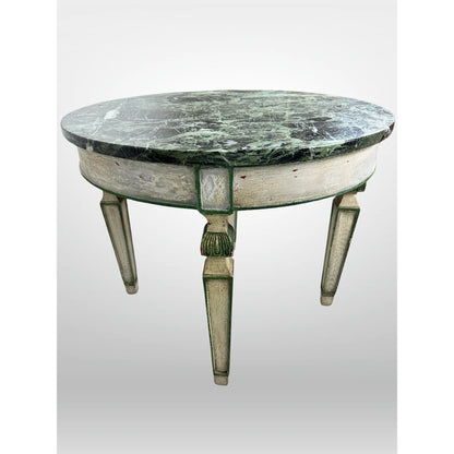Italian Painted Table With Green Marble Top Vintage