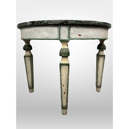 Italian Painted Table With Green Marble Top Vintage
