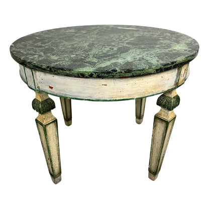 Italian Painted Table With Green Marble Top Vintage