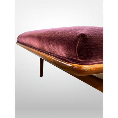 1960s George Tanier Teak Chaise Velvet Upholstered Danish Mid-Century Modern