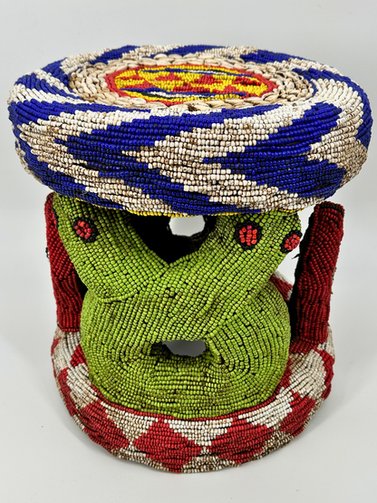 Bamileke Trade Bead Animal Stool