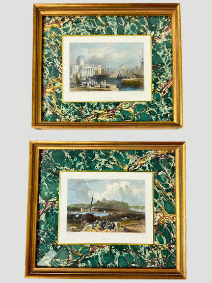 Antique Set of 2 Original Engravings by Various Artists
