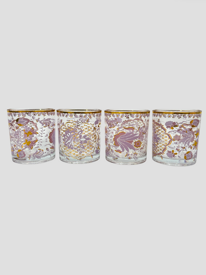 Patina Vie Set of 4 Rocks Glasses 18K Gold Filigree