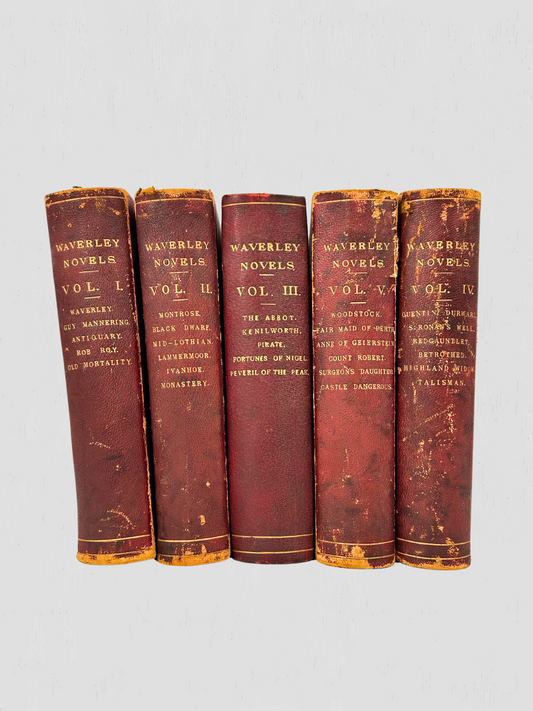 Late 19th Century Muhlbach Novels Leather Bound Books- Set of 6