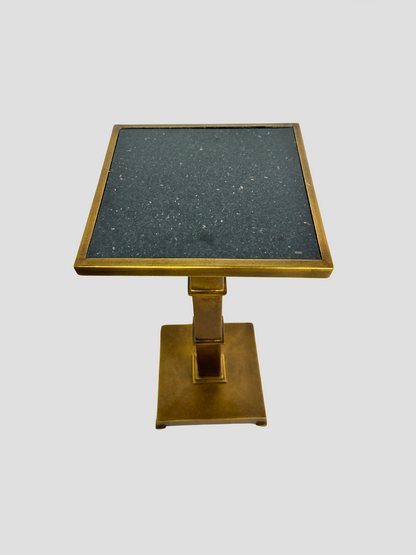 Brass with Black Metallic Glass Drinks Table