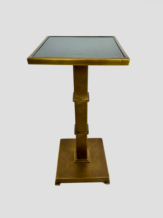 Brass with Black Metallic Glass Drinks Table