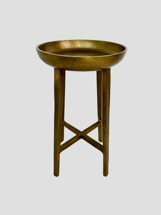 Bronze Finish Cast Aluminum Stretcher Base Drinks Table