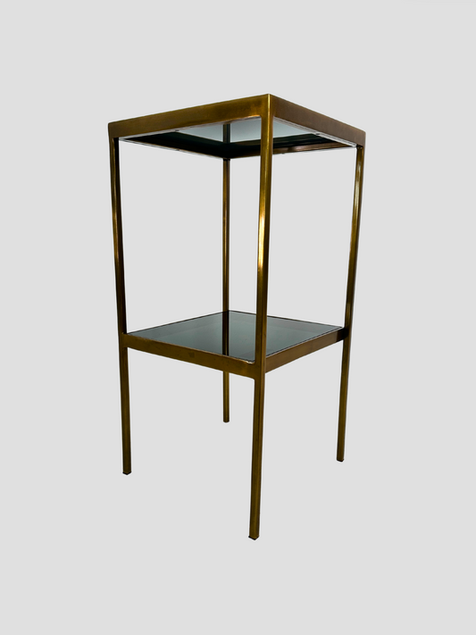 Smoke Glass & Brass Drinks Table