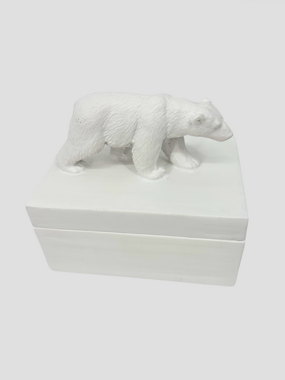 Oly Studio White Cast Resin Polar Bear Lidded Fable Box Animalia