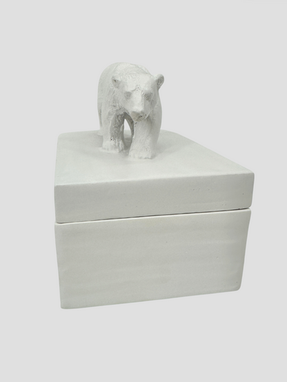 Oly Studio White Cast Resin Polar Bear Lidded Fable Box Animalia