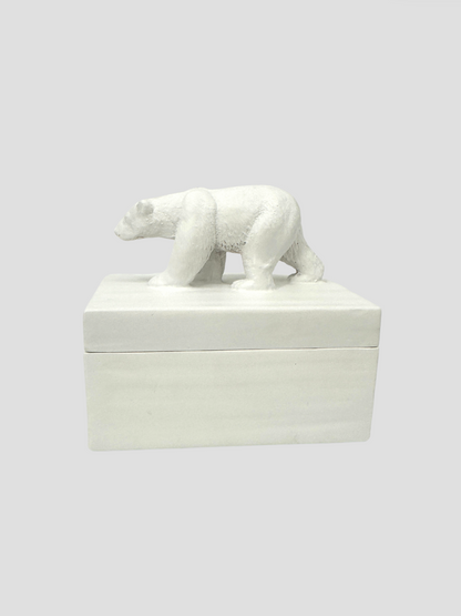 Oly Studio White Cast Resin Polar Bear Lidded Fable Box Animalia