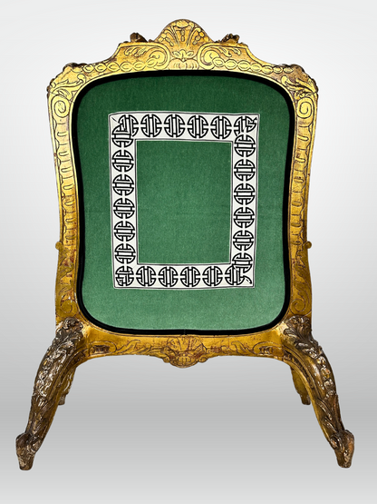19th Century Carved Fire Screen Upholstered in Gastón Y Daniela Linen