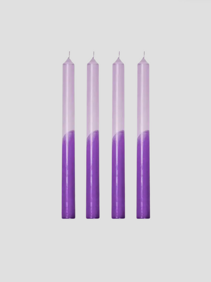 Lilac & Purple Dip Dye Taper Candle Set of 4