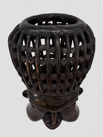 Mid 20th Century African Hand Carved Large Wooden Bamum Sculpture