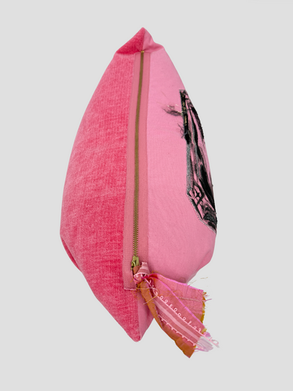 Pink Linen Chanel Painted Bottle Pillow