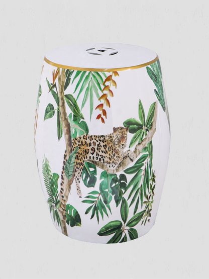 Ceramic Cheetah Stool / End Table
