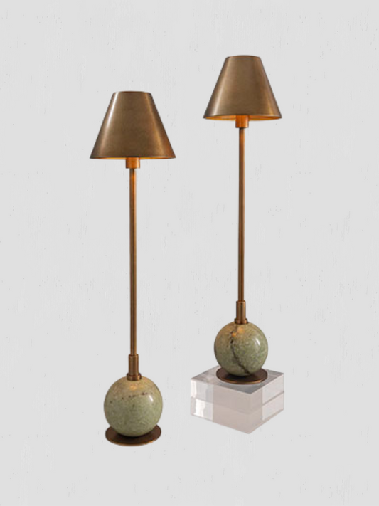Aged Brass Buffet Lamp Pair